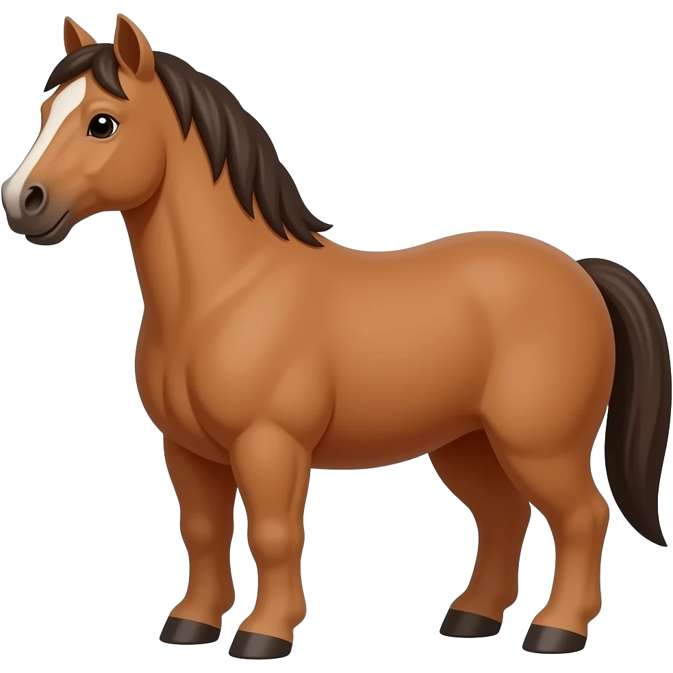 Cartoon 2d brown with drak brown haired mustang emoji