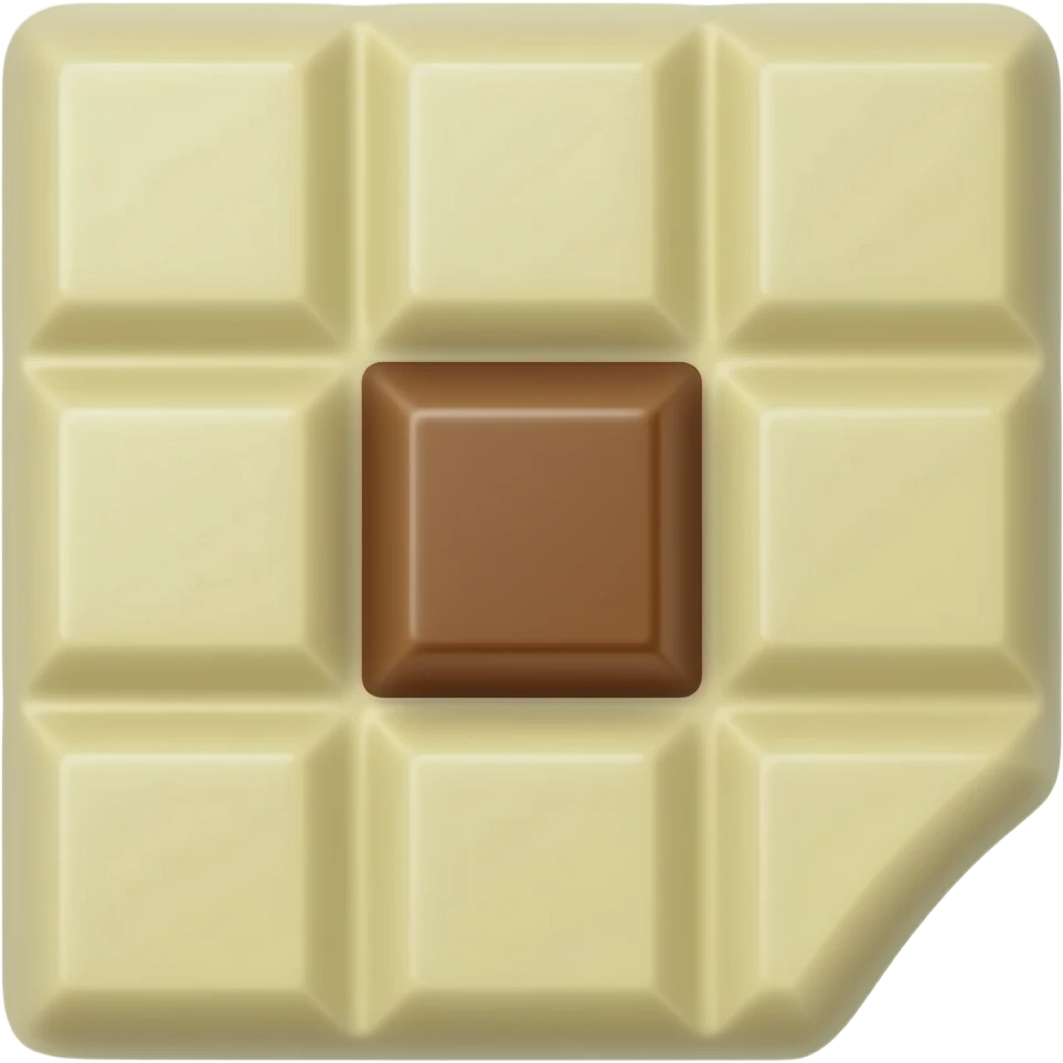 Emoji tablette chocolat blanc avec seulement le carré du centre marron emoji