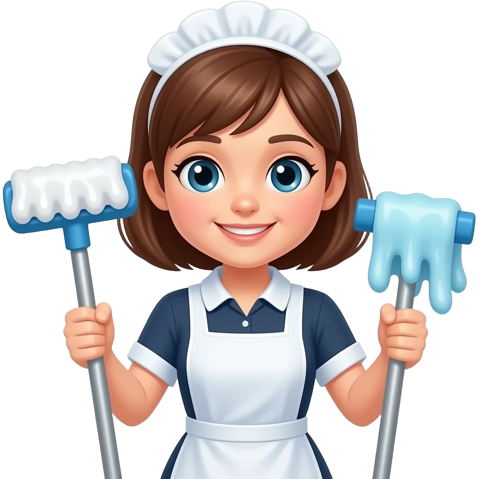 Девушка уборщица с приборами emoji