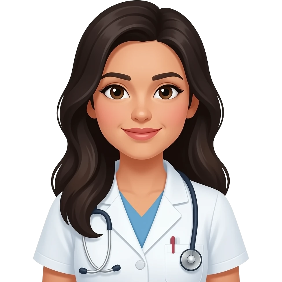 Young woman dark long hair Hispanic radiology tech emoji
