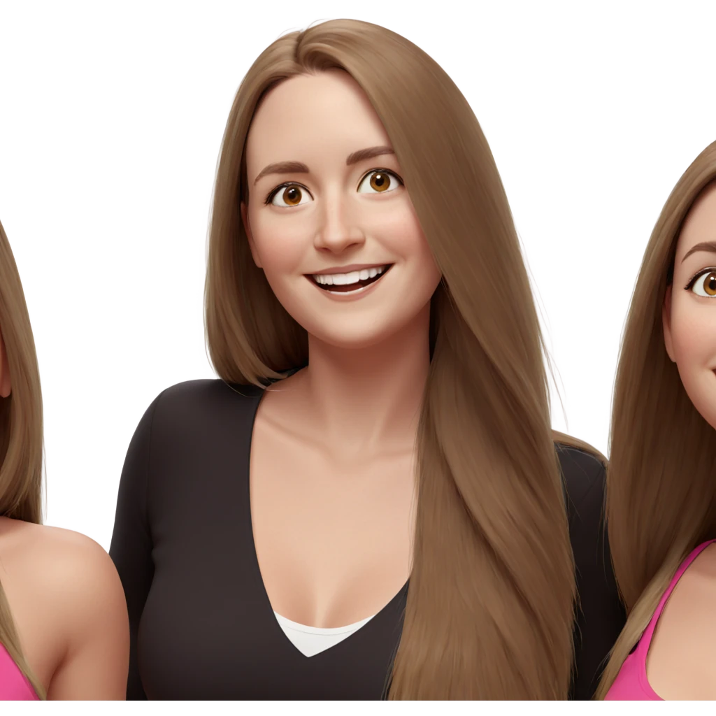 joyful girls with long hair emoji