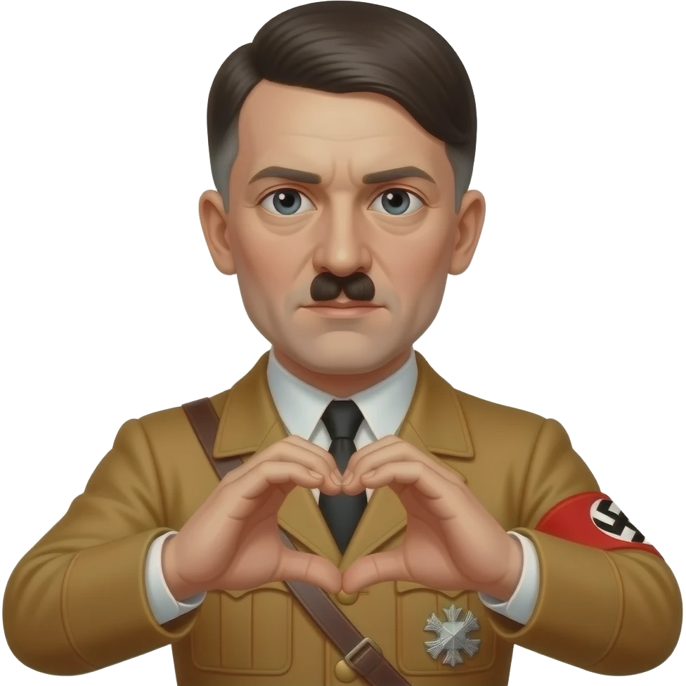 Hitler doing heart with hands emoji