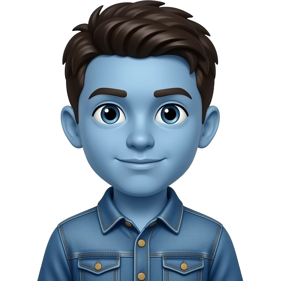 Джинсовий хлопчик, шкіра лиця синя emoji