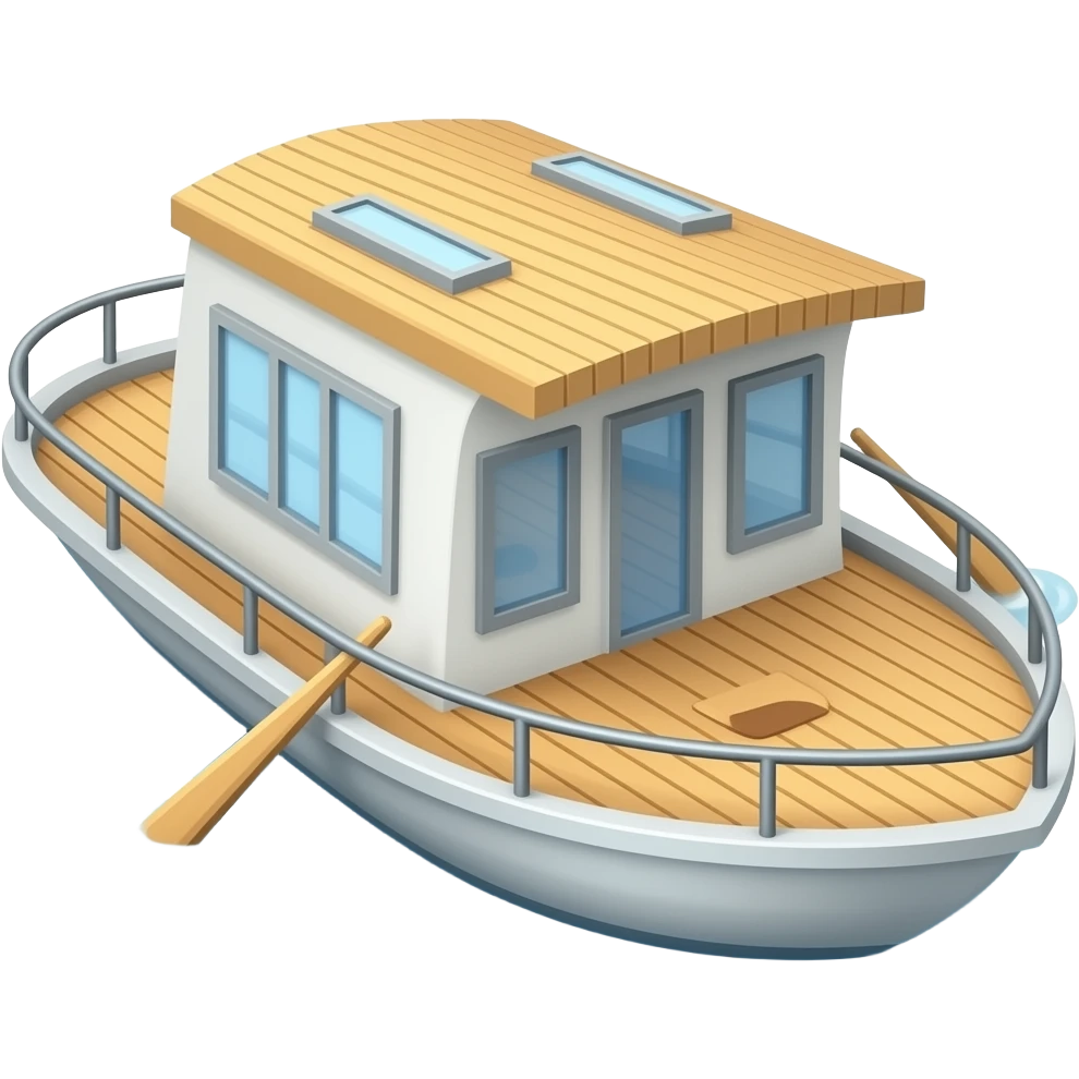 Raft opened House boat emoji 3d png emoji