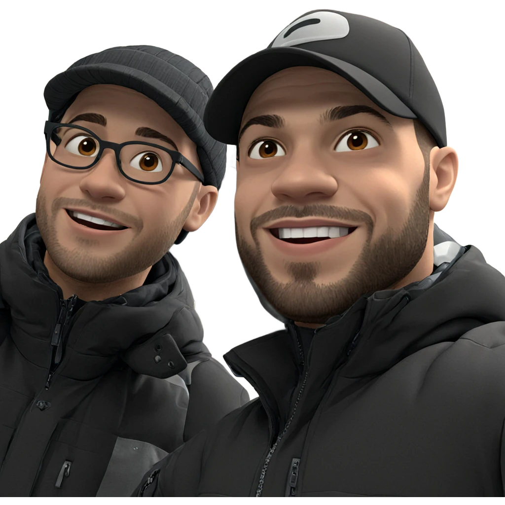 happy boys in winter gear emoji