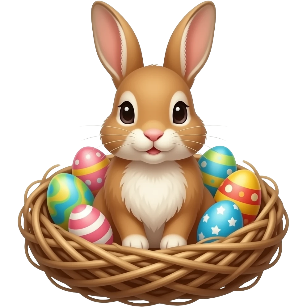 brauner babyhase sitzt im osternest emoji