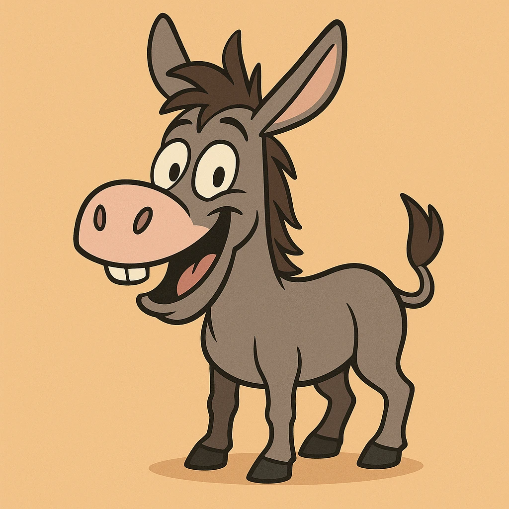 cartoon donkey with a playful expression, simple background emoji