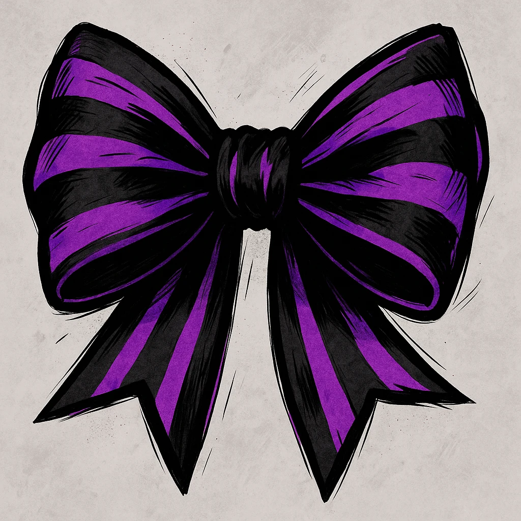 emo bow, black and purple, expressive and stylish emoji