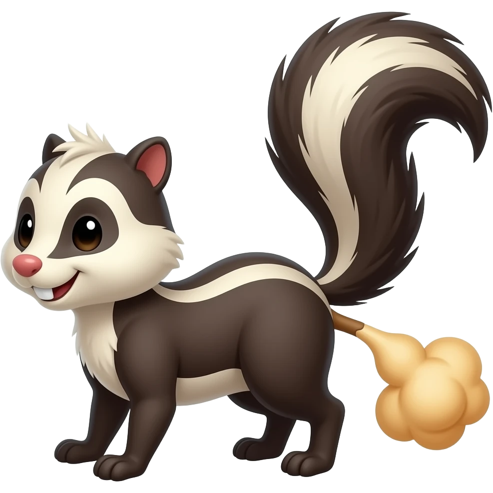 Cartoon skunk spraying fart from its butt emoji
