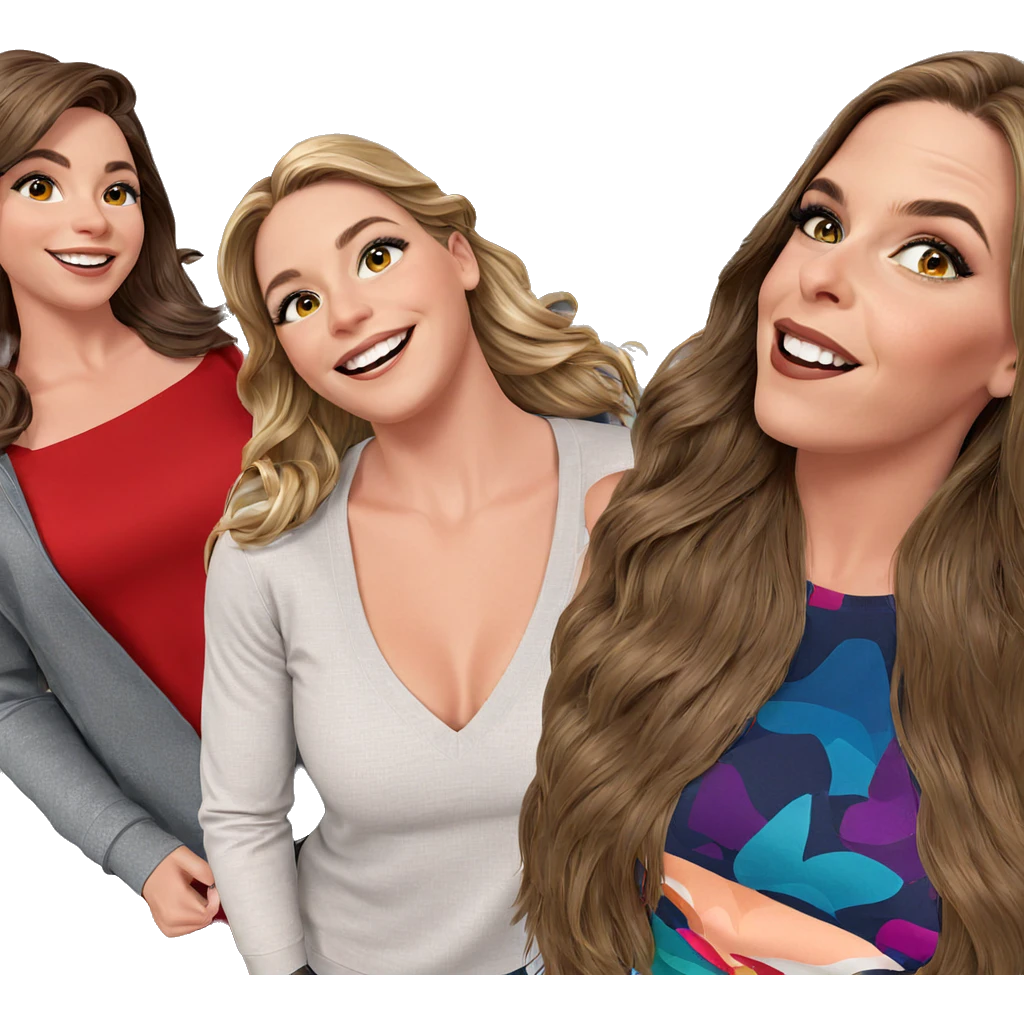 three girls smiling together emoji