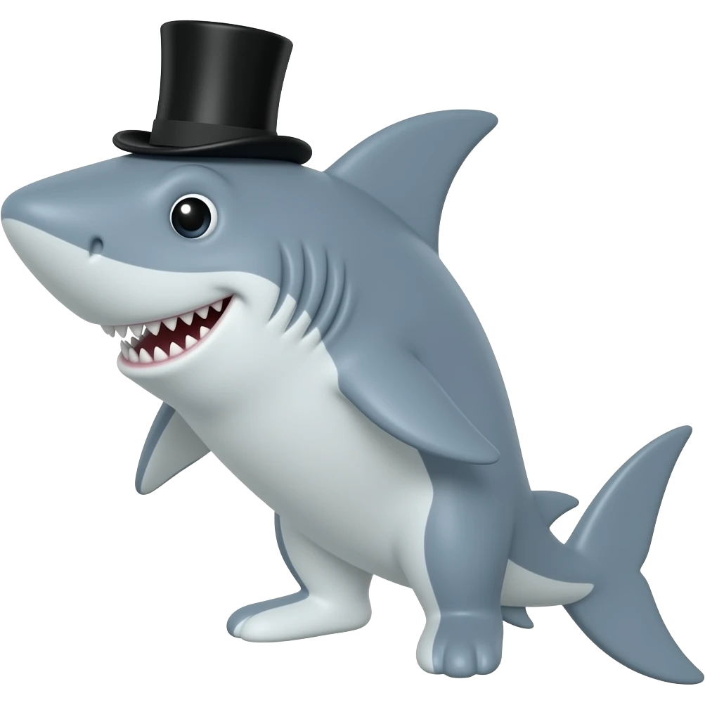 Shark with a top hat emoji
