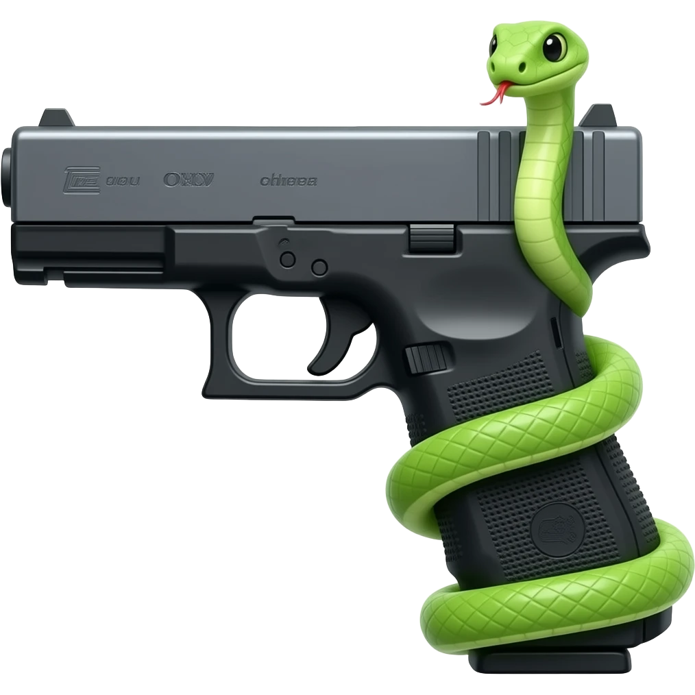Glock Gun lime snake Handle right side emoji
