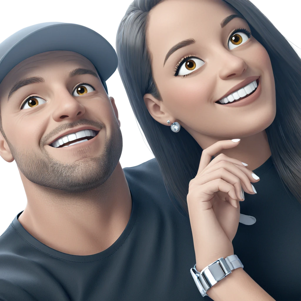 smiling couple in stylish attire emoji