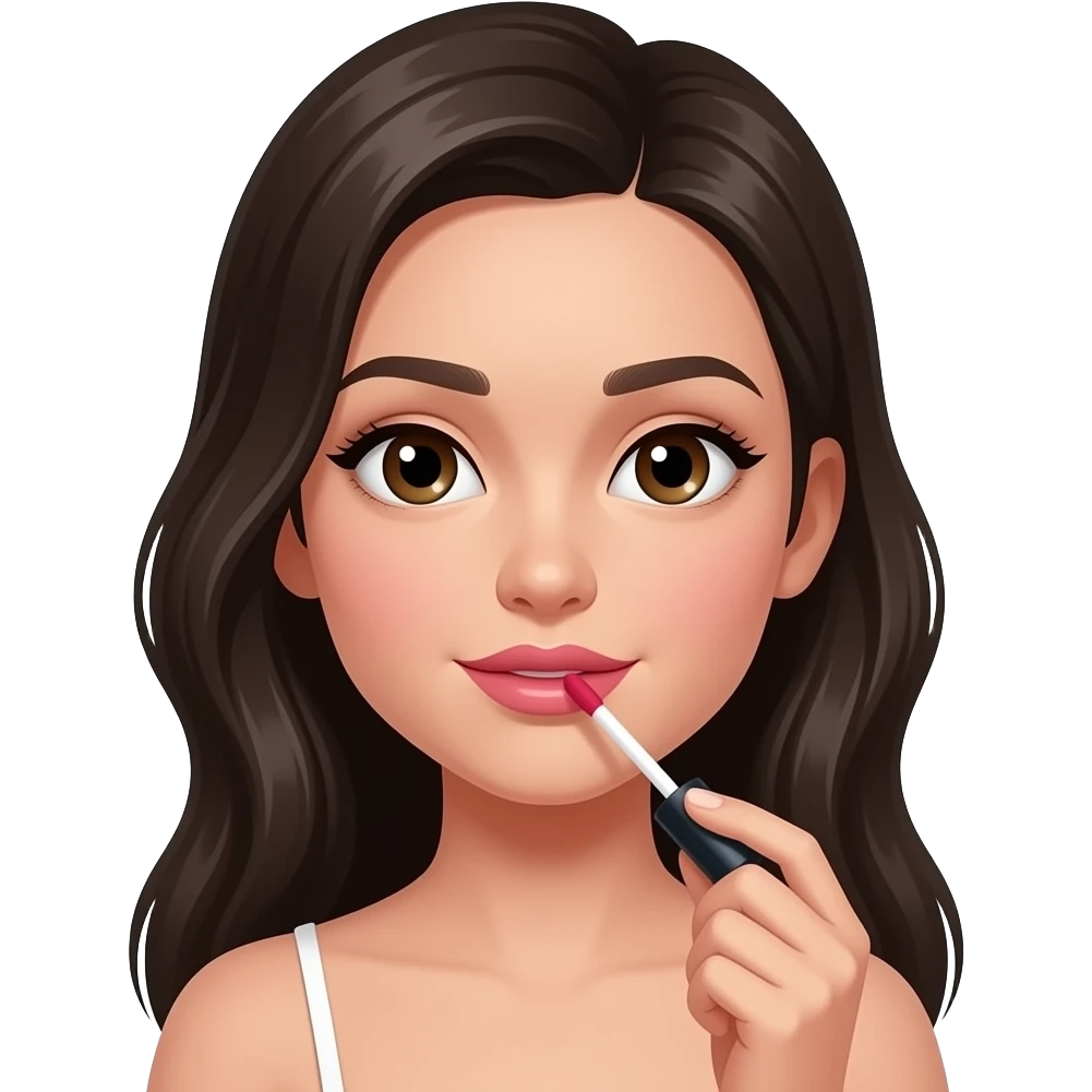 Σκουρόχρωμος κορίτσι που βάζει λιπ γκλος ντιόρ emoji