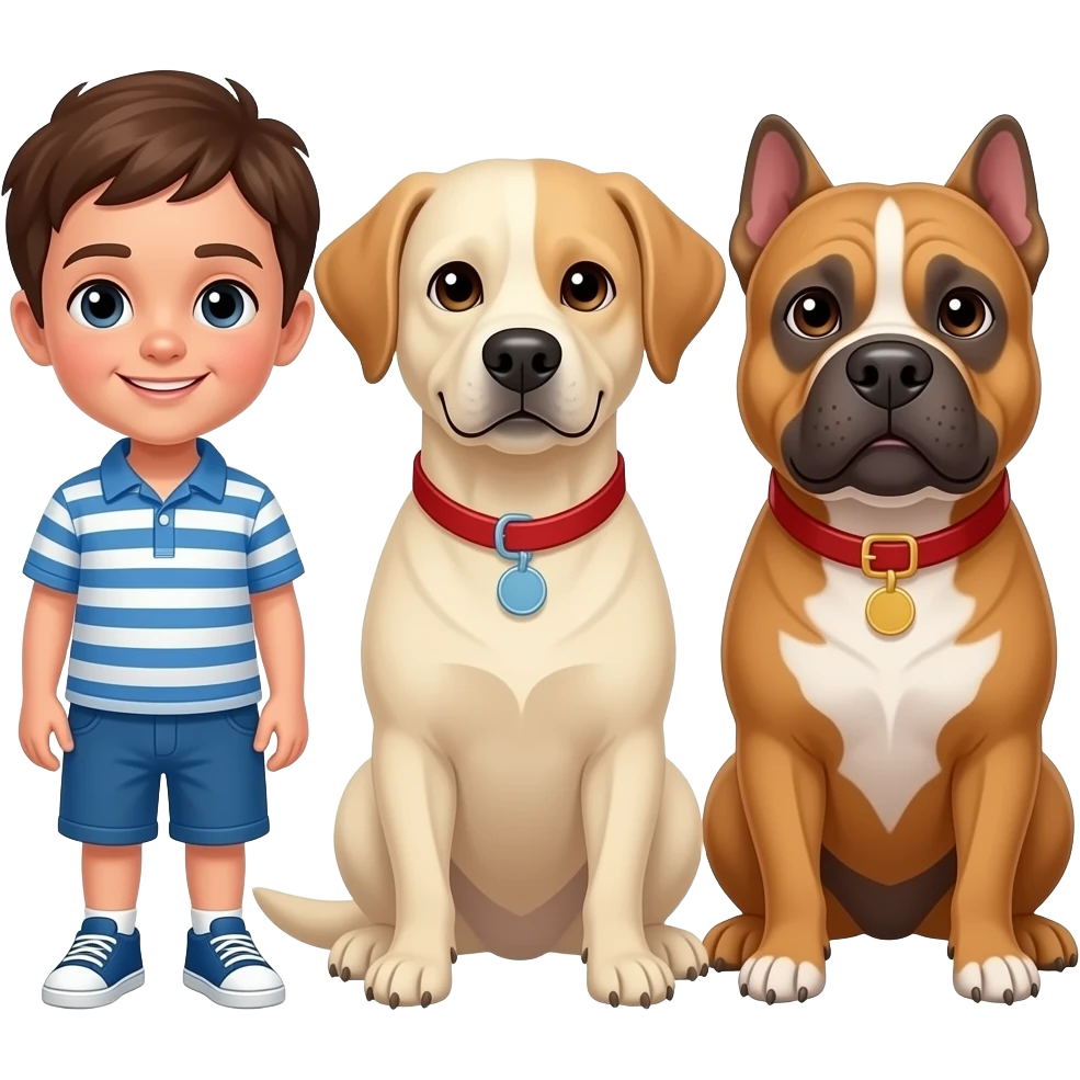 little boy with Jack Russel+lab+pitbull dog emoji