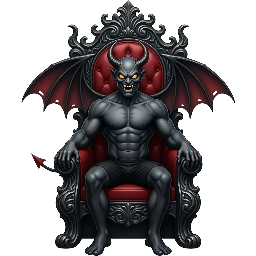evil throne with devil sitting emoji