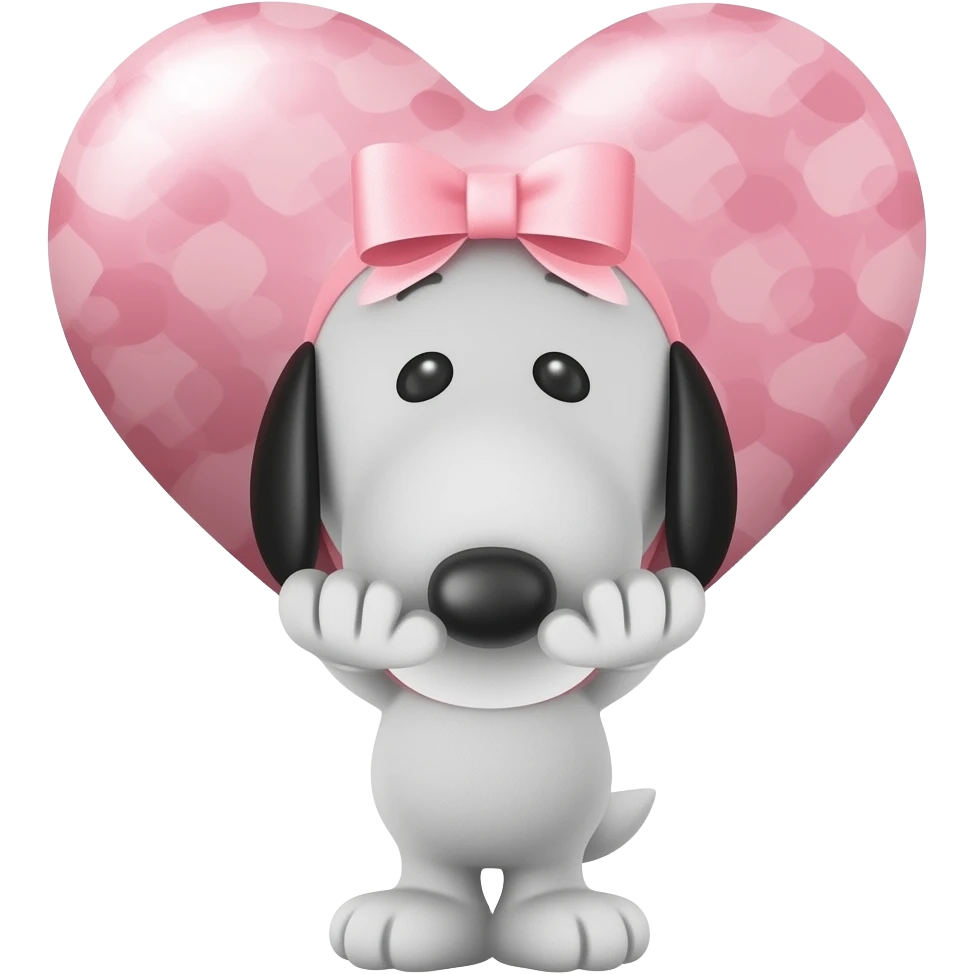 Snoopy with an Easter heart up over head emoji