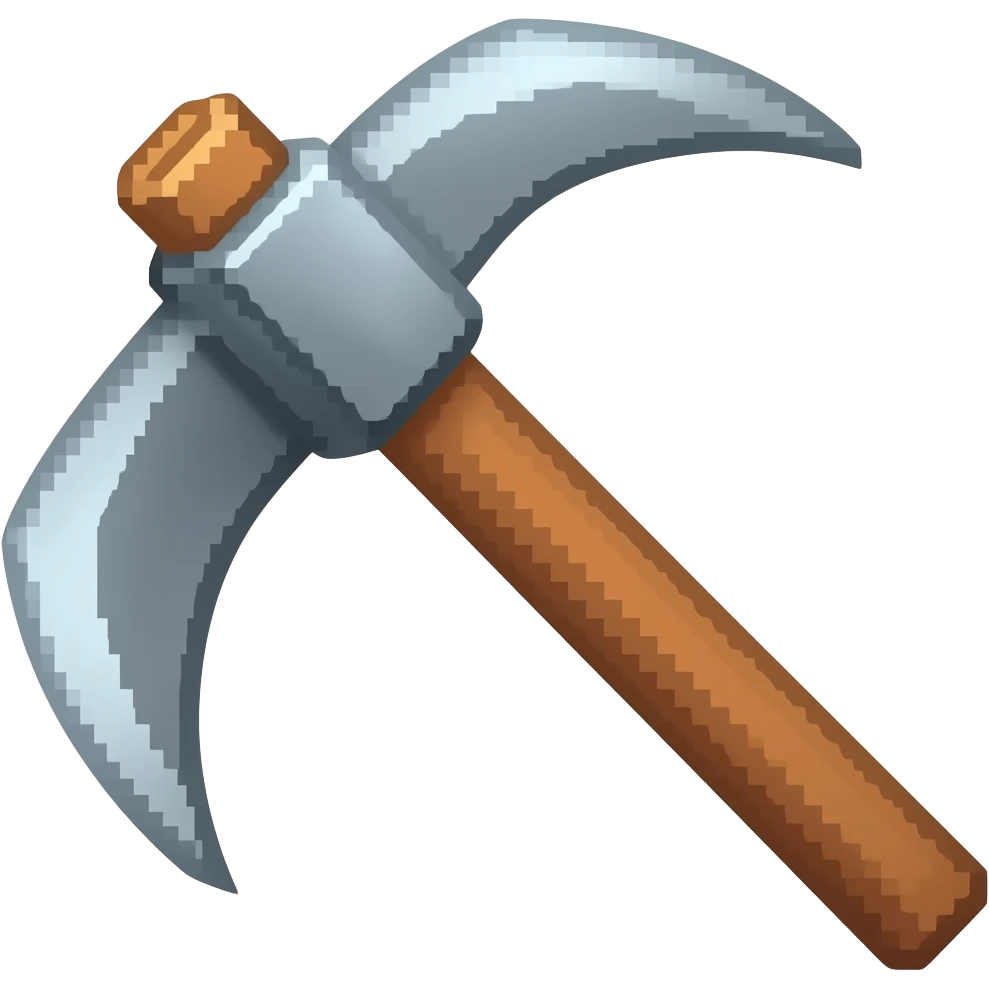 Pixelated pickaxe emoji