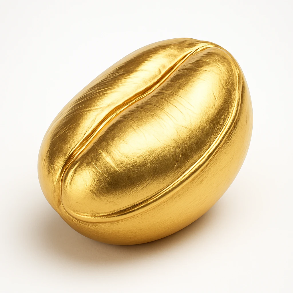 single elegant kinkéliba bean in gold style with delicate highlights emoji