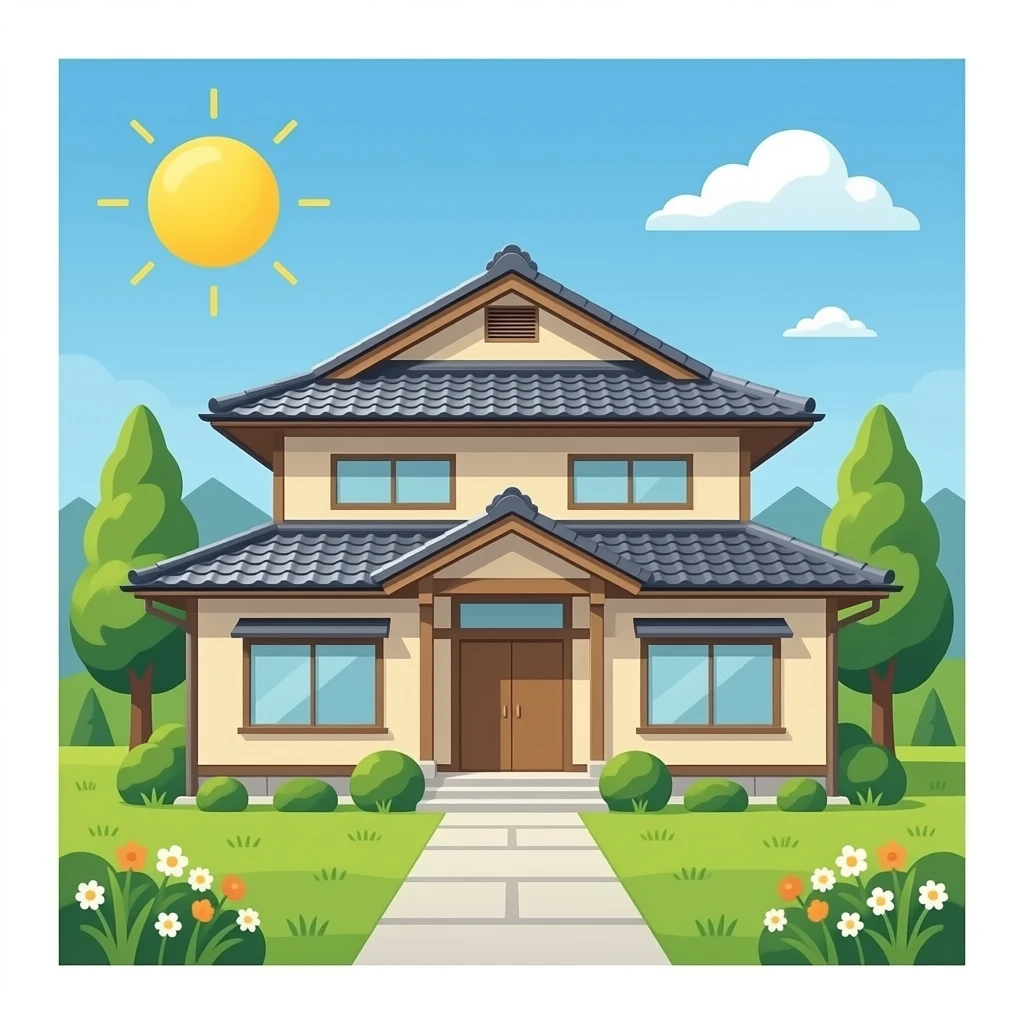 Front facing modern japan house emoji