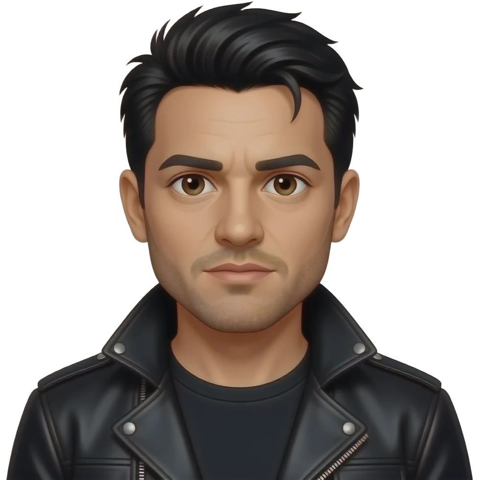 Chino Moreno with dark brown eyes, black hair, black nu-metal outfit emoji