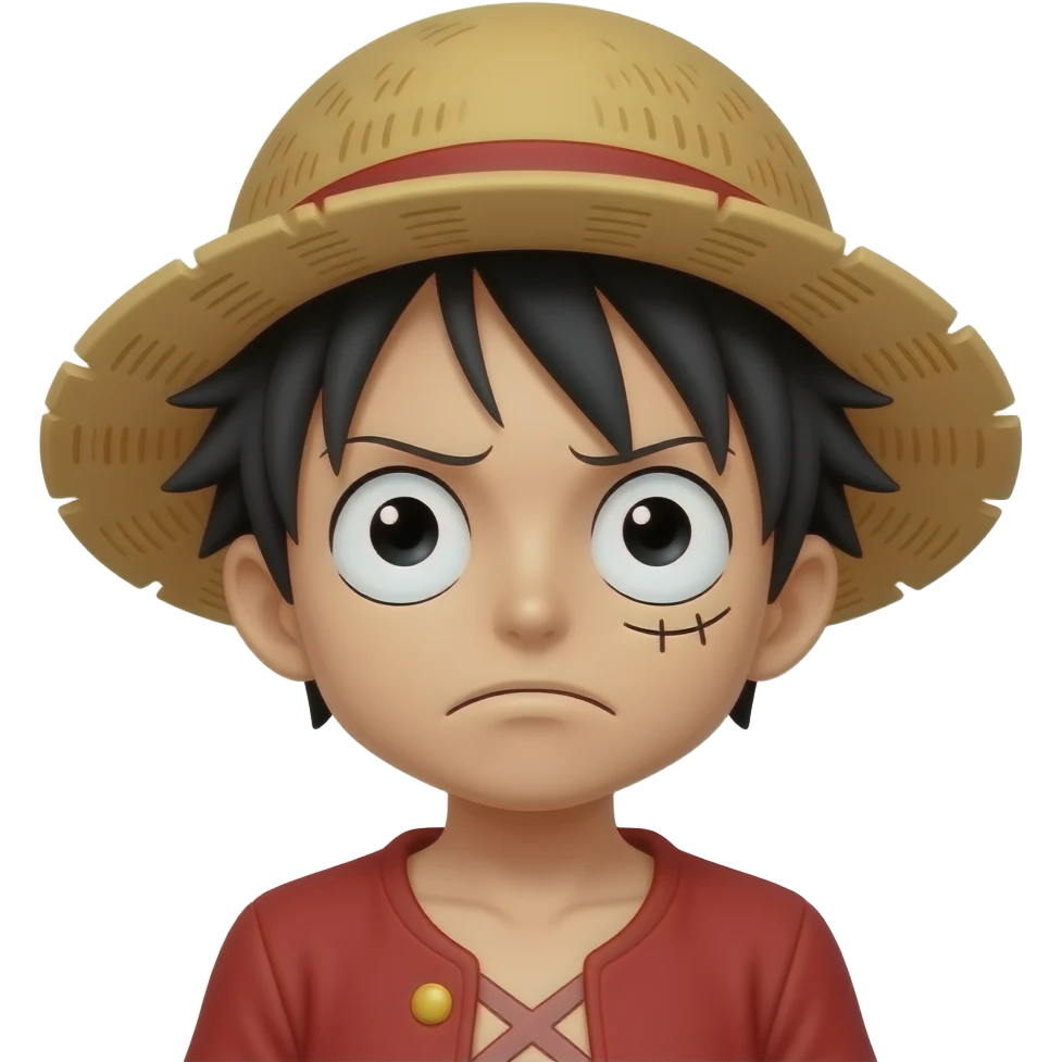 Fais moi un emojie ou luffy est confue emoji
