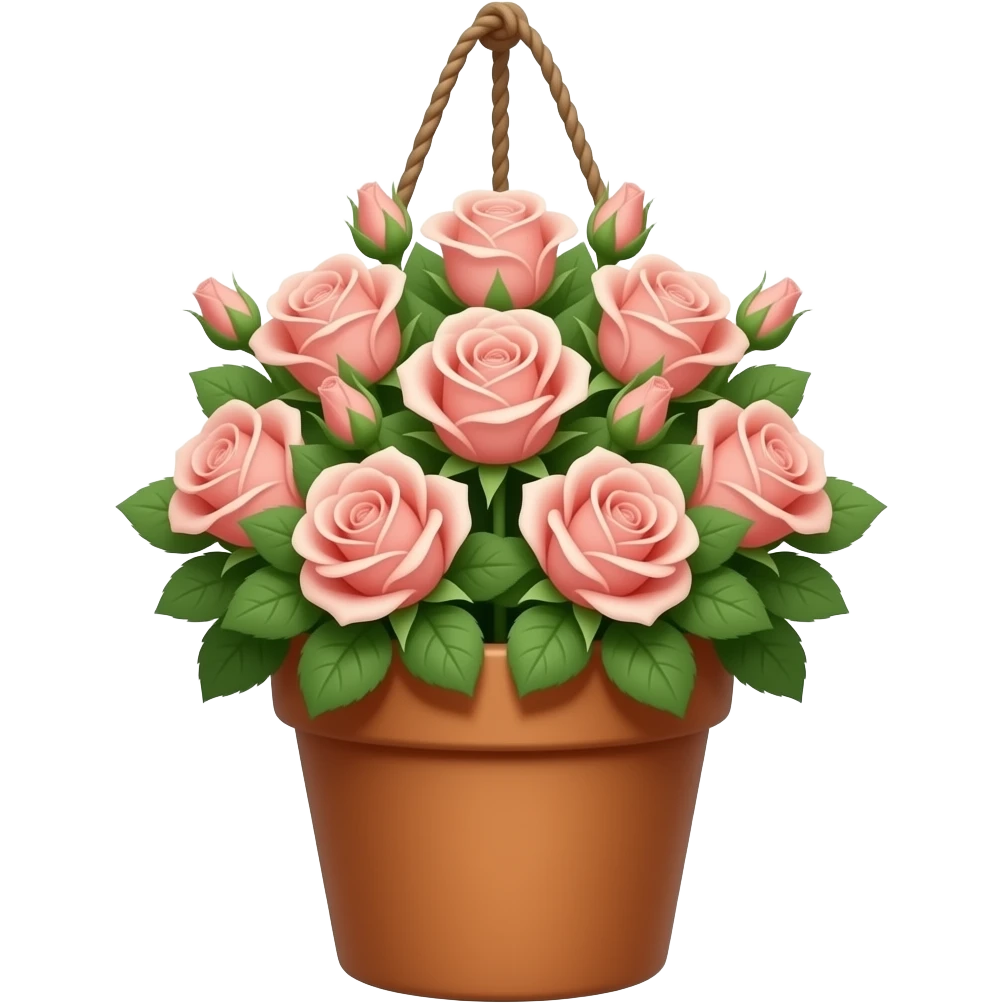 hanging rose flower pot emoji