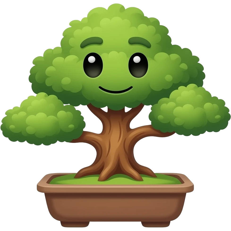 bonsia tree with face emoji