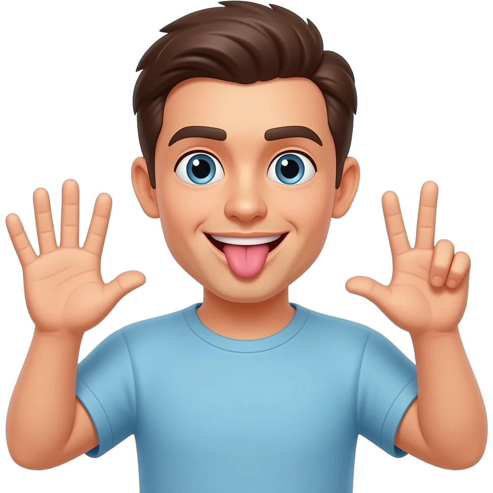 Two hands on with 7️⃣ on it the other 6️⃣ going up and down with a face tongue sticking out emoji