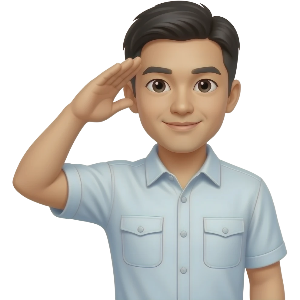plain clothes chinese man saluting emoji