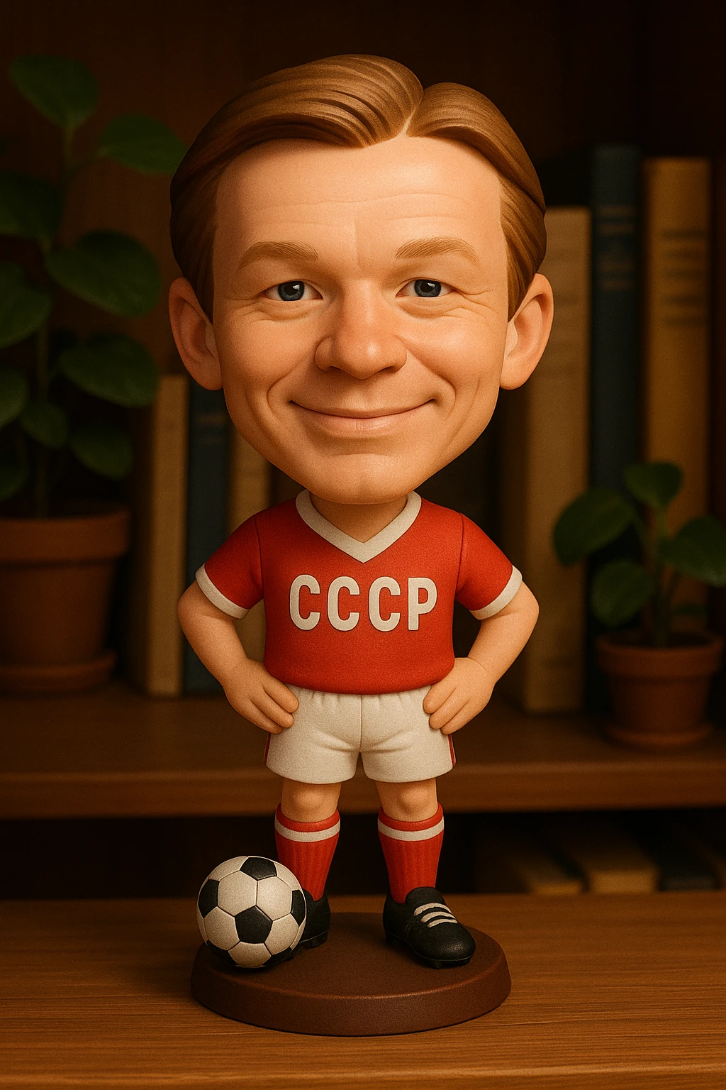 Молодой Олег Блохин в форме сборной СССР 1975 года смотрит на прямо на зрителя и слегка улыбается, освещение с левой верхней стороны кадра emoji