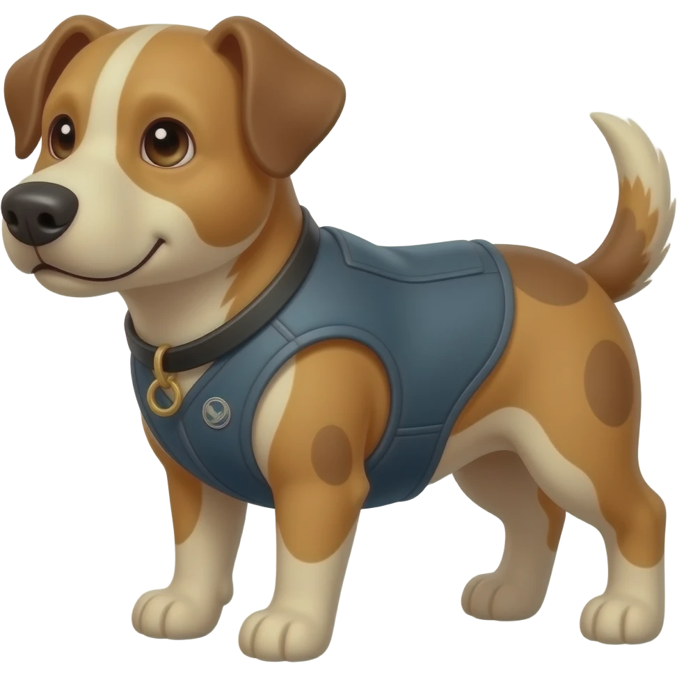 un perro con un chaleco que dga marriza emoji