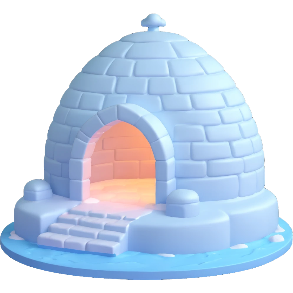 3D style igloo with soft shading and icy texture emoji