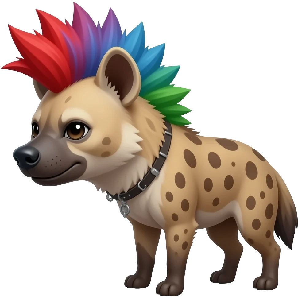hyène punk cheveux rouge bleu et vert qui se cache emoji