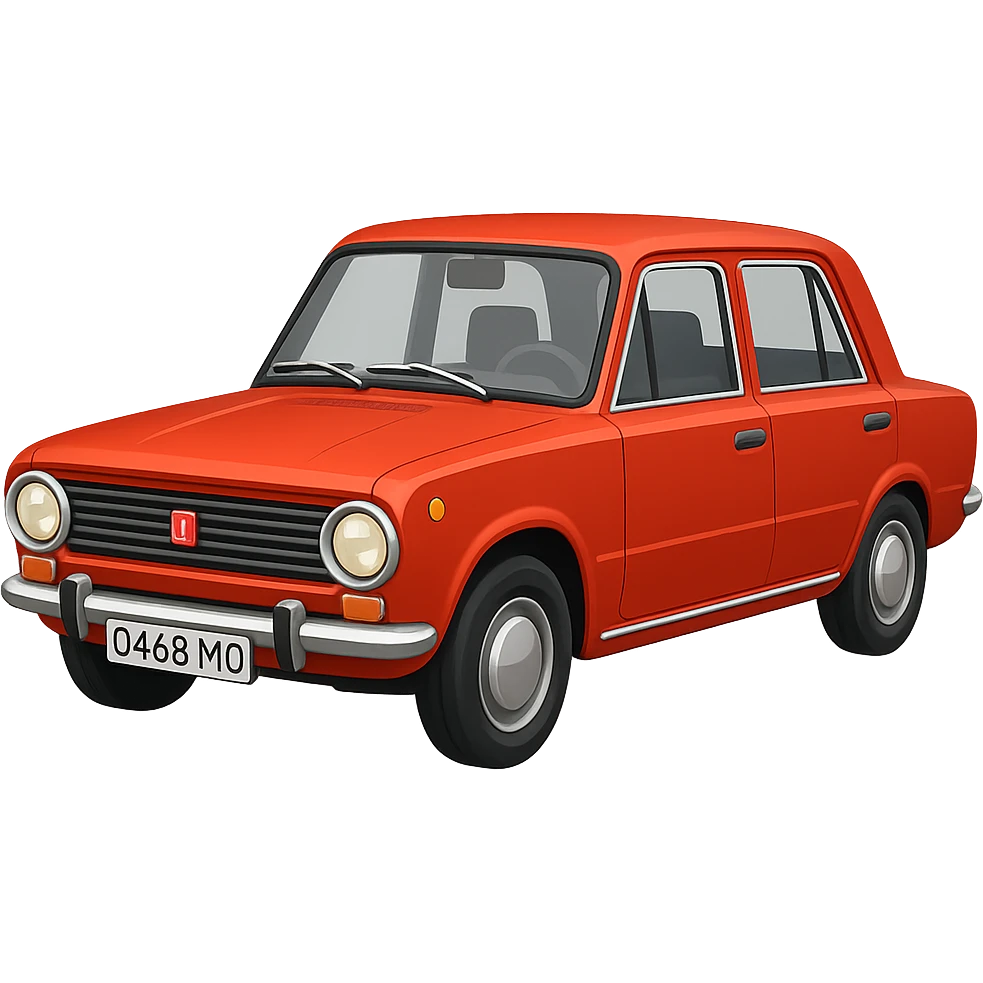 Create an emoji of a Zhiguli (VAZ-2101) car based on the provided photo. The emoji should be as close as possible to the Apple emoji style, with clean and simple design, and no background. emoji
