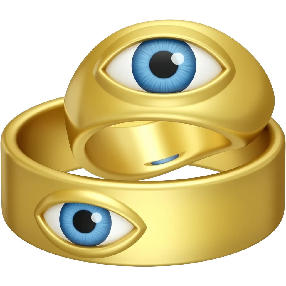 two gold rings over lapping with eyes on them emoji