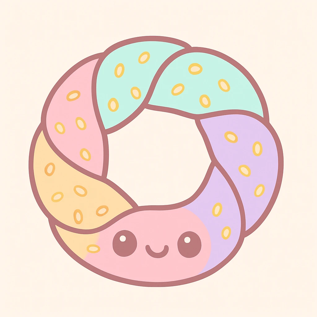 a simit, Turkish sesame bagel, cute cartoon style, kawaii emoji