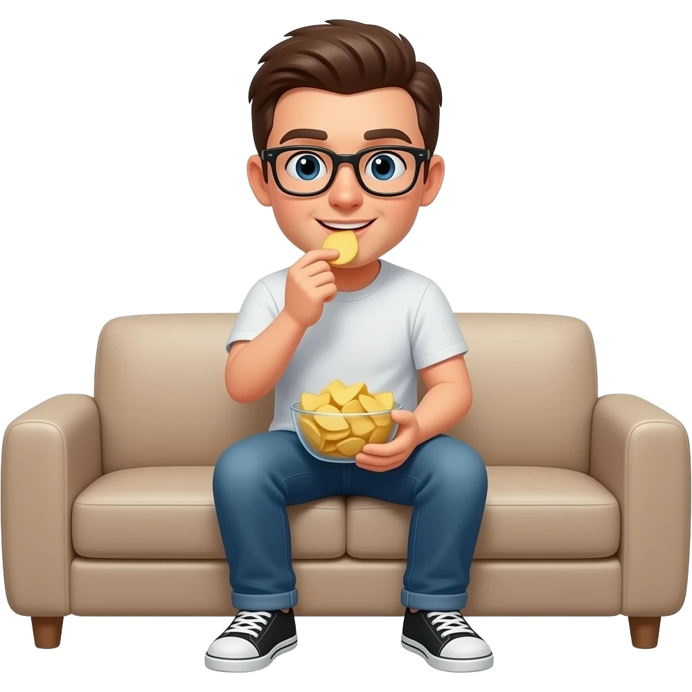 auf dem sofa sitzen und chips essen emoji