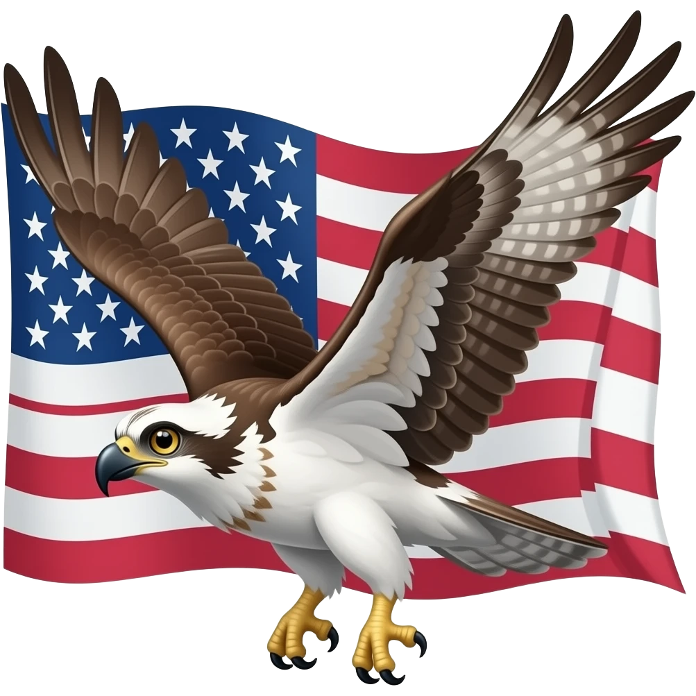 Osprey emoji flying with america flag in the back emoji