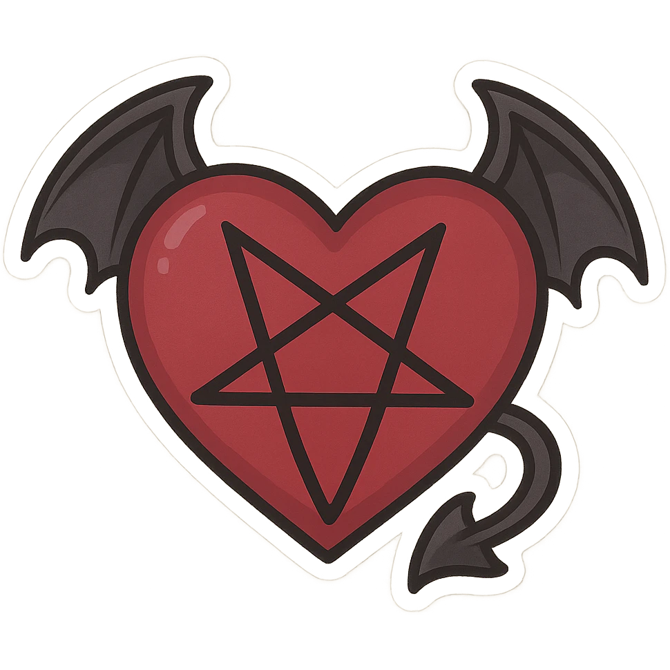gothic heart with a pentagram emoji