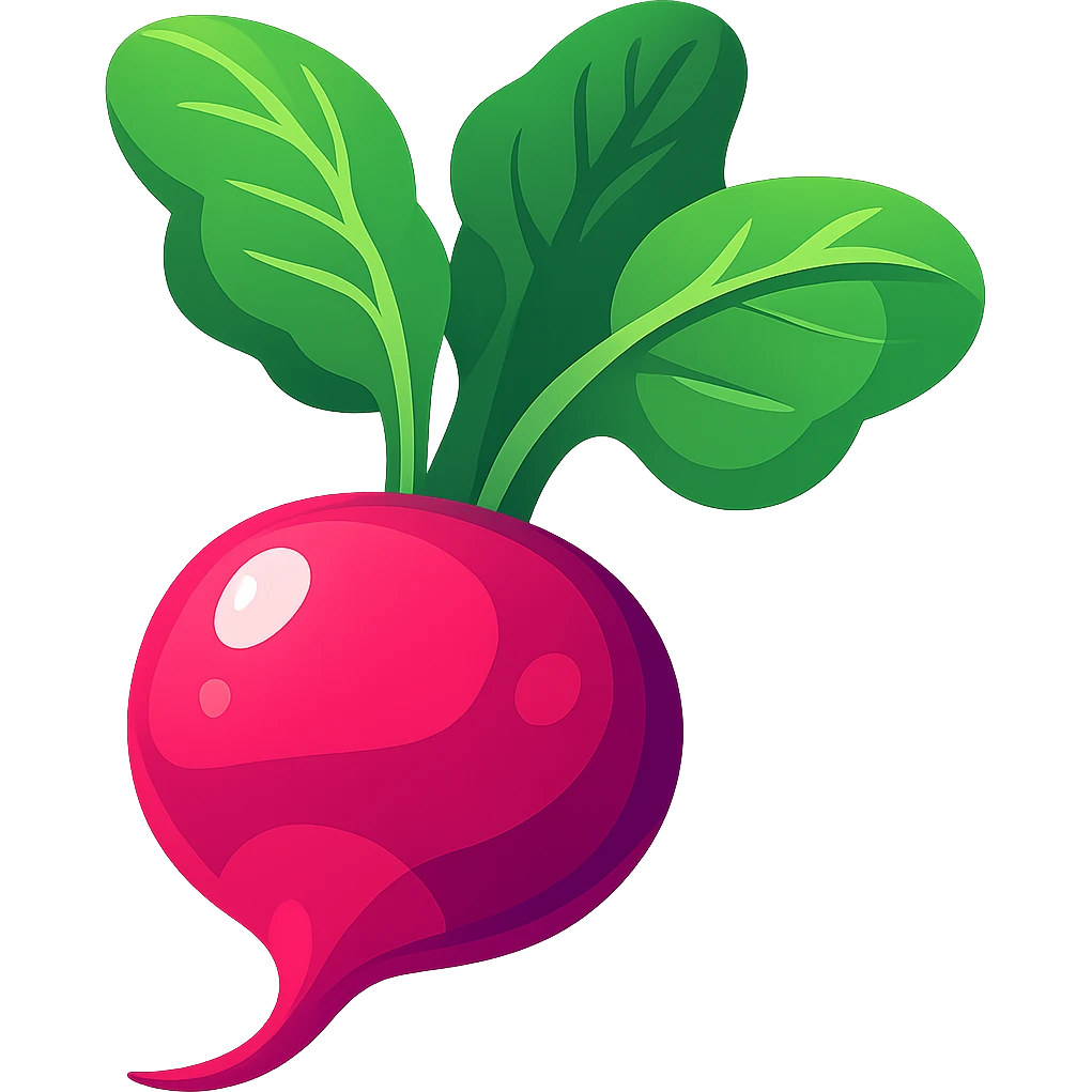 Make the background fully transparent while preserving the style and details of the radish. emoji