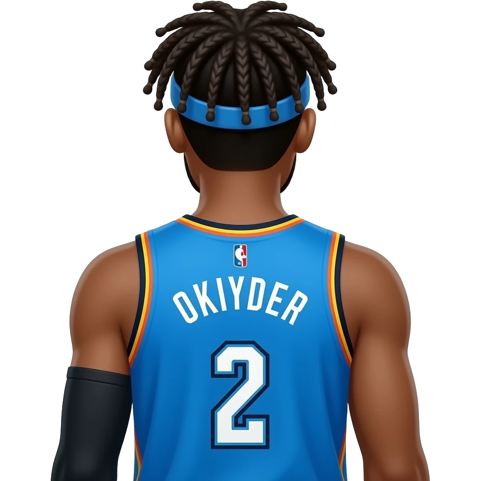 just make it sga from okc thunder from the back with his braids and a headband also with only the number 2 on the back and his name above the number emoji
