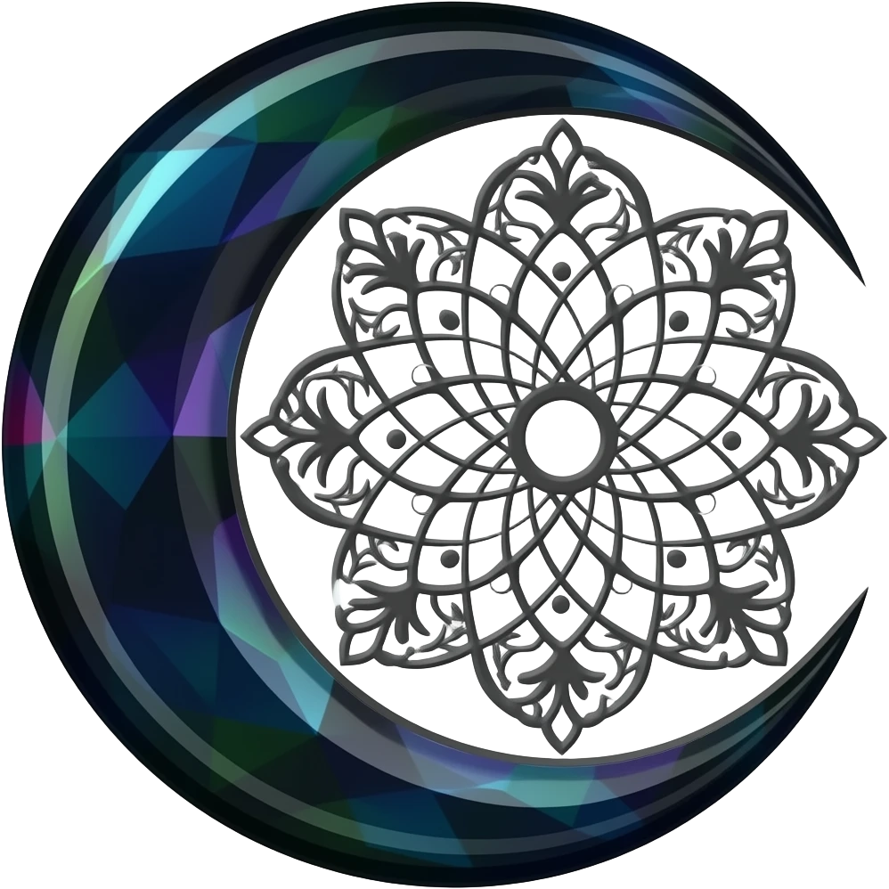 glossy dark iridescent crystal crescent damask moon dreamcatcher emoji