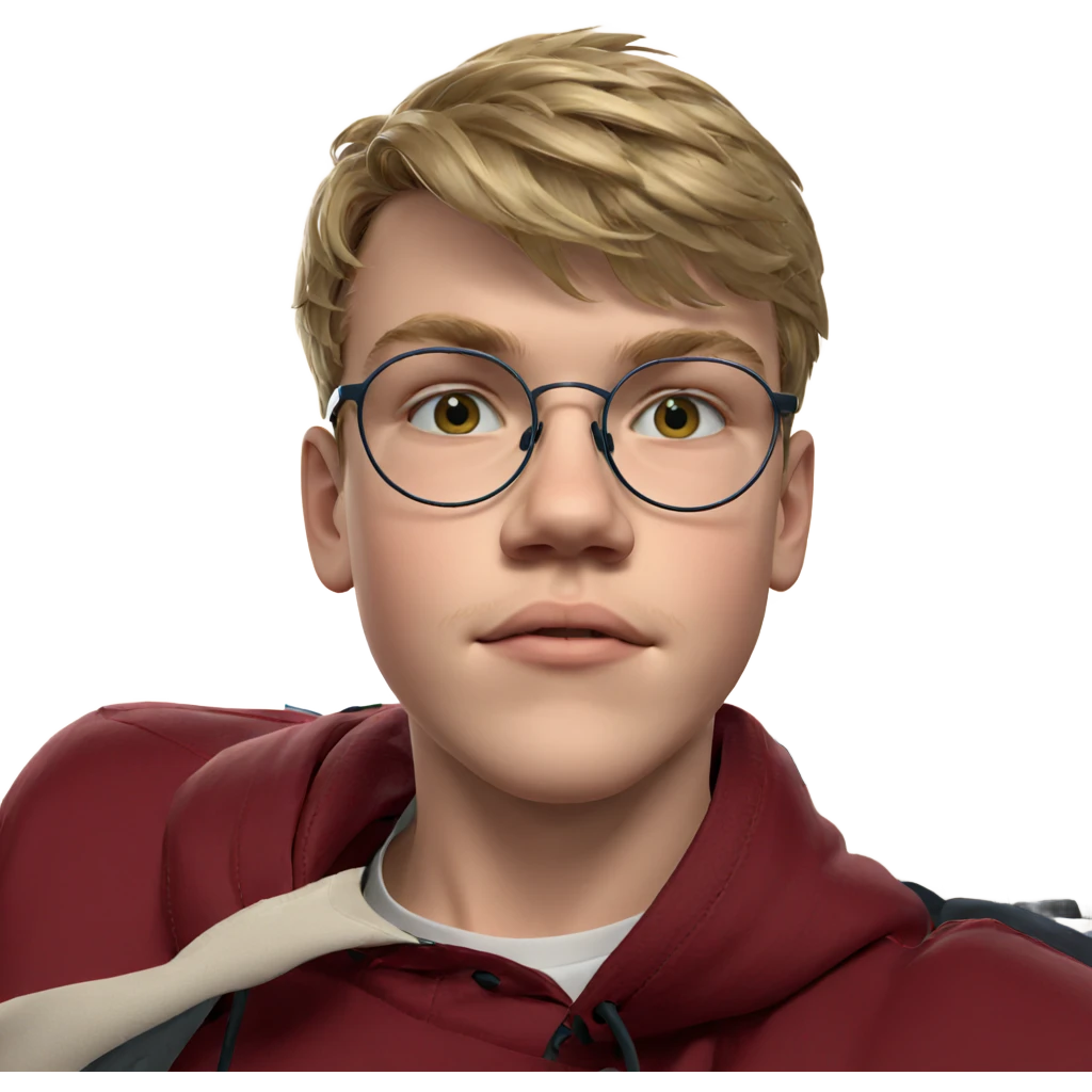 blonde boy with glasses indoors emoji