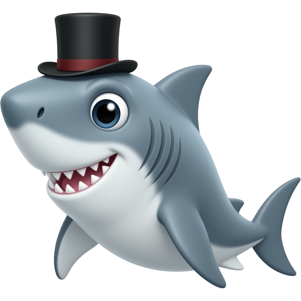 Shark with a top hat emoji