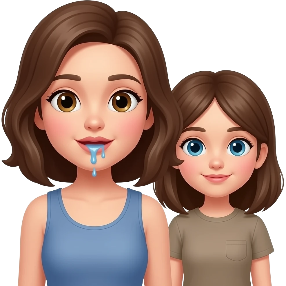 Mom has cum dripping from mouth, teen daughter beside her emoji