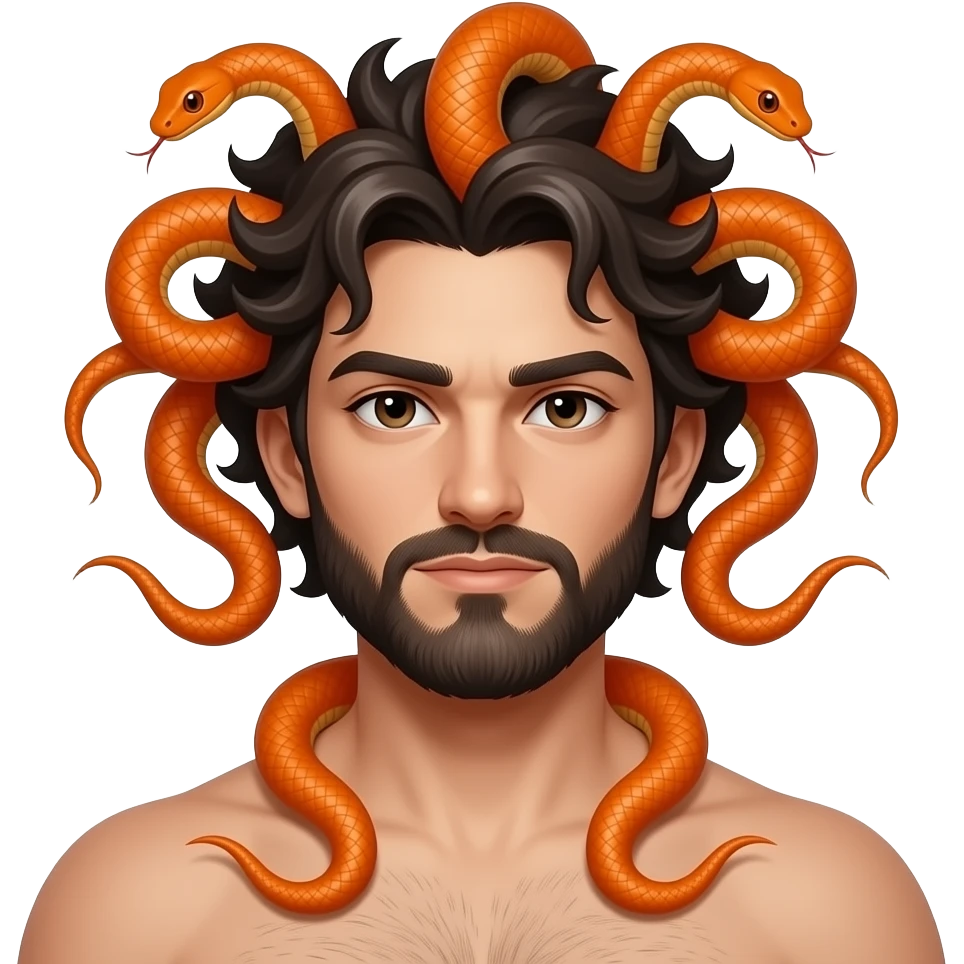 male medusa with orange snakes emoji