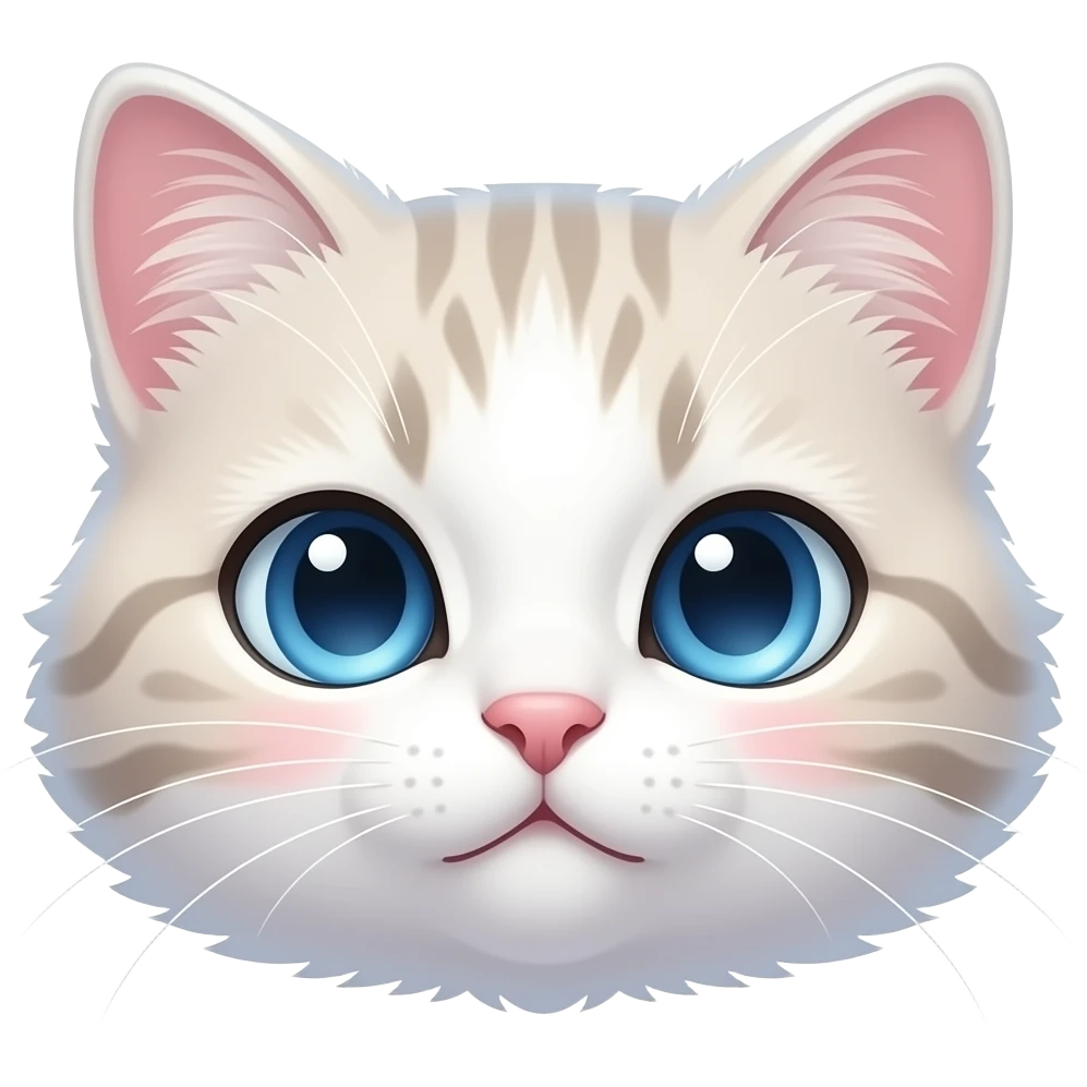 sexy anime kitty head with blue eyes and long white fur emoji
