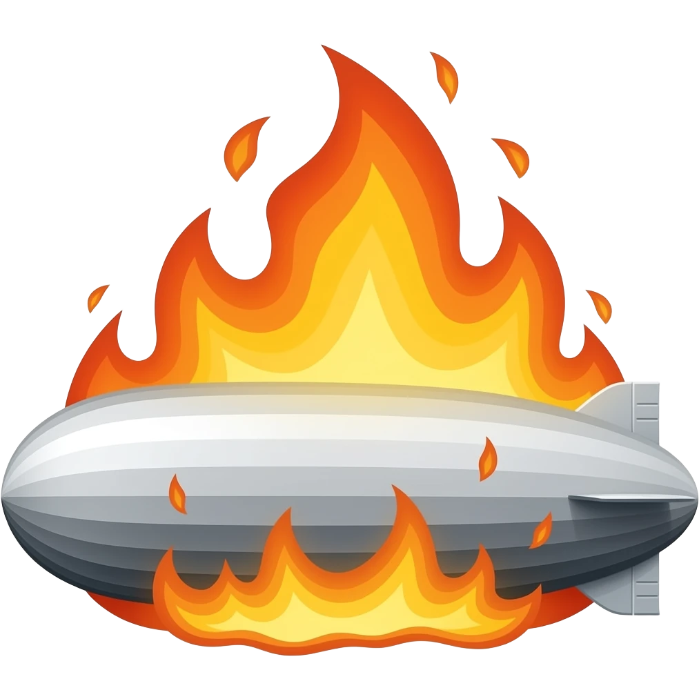 cinematic realistic scene of a german zeppelin 'hindenburg' burning emoji