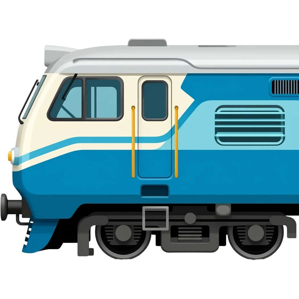 indian train with blue coaches and white engine (side view) emoji